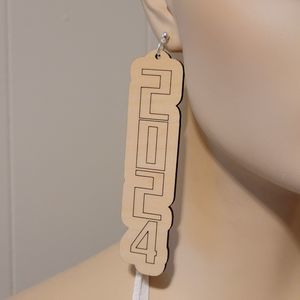 Laser Engraved 2024 Wood Earrings